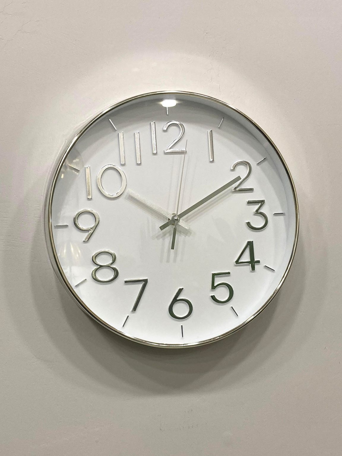 Wall Clock White Silver MK1072b
